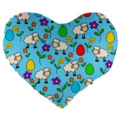 Easter Lamb Large 19  Premium Flano Heart Shape Cushions by Valentinaart