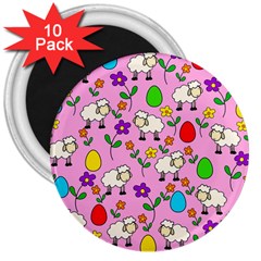 Easter Lamb 3  Magnets (10 Pack) 