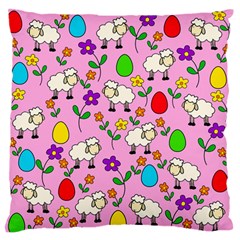 Easter Lamb Large Flano Cushion Case (one Side) by Valentinaart