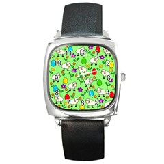 Easter Lamb Square Metal Watch by Valentinaart