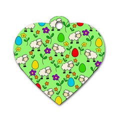 Easter Lamb Dog Tag Heart (one Side) by Valentinaart