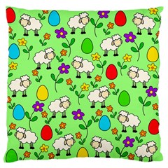 Easter Lamb Large Flano Cushion Case (one Side) by Valentinaart