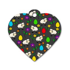 Easter Lamb Dog Tag Heart (one Side) by Valentinaart