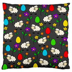 Easter Lamb Large Flano Cushion Case (two Sides) by Valentinaart