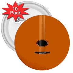 Minimalism Art Simple Guitar 3  Buttons (10 Pack)  by Mariart