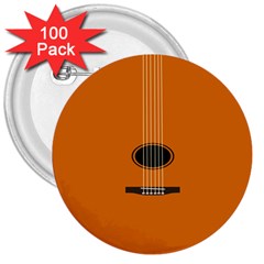 Minimalism Art Simple Guitar 3  Buttons (100 Pack)  by Mariart