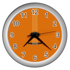 Minimalism Art Simple Guitar Wall Clocks (silver)  by Mariart