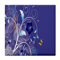 Flowers Butterflies Patterns Lines Purple Tile Coasters by Mariart