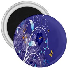 Flowers Butterflies Patterns Lines Purple 3  Magnets