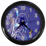 Flowers Butterflies Patterns Lines Purple Wall Clocks (Black) Front