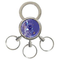 Flowers Butterflies Patterns Lines Purple 3-ring Key Chains by Mariart