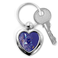 Flowers Butterflies Patterns Lines Purple Key Chains (heart)  by Mariart