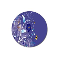 Flowers Butterflies Patterns Lines Purple Magnet 3  (round) by Mariart