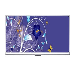 Flowers Butterflies Patterns Lines Purple Business Card Holders by Mariart