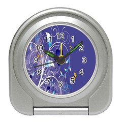 Flowers Butterflies Patterns Lines Purple Travel Alarm Clocks