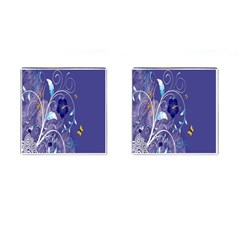 Flowers Butterflies Patterns Lines Purple Cufflinks (square) by Mariart