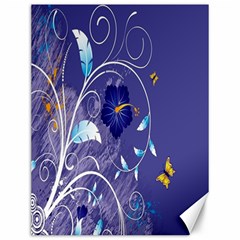 Flowers Butterflies Patterns Lines Purple Canvas 12  X 16   by Mariart