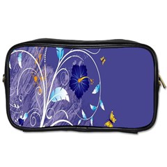 Flowers Butterflies Patterns Lines Purple Toiletries Bags by Mariart