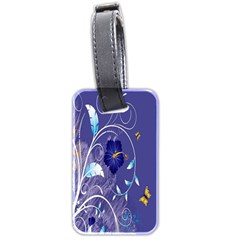 Flowers Butterflies Patterns Lines Purple Luggage Tags (two Sides) by Mariart