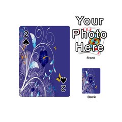 Flowers Butterflies Patterns Lines Purple Playing Cards 54 (mini)  by Mariart