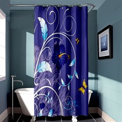 Flowers Butterflies Patterns Lines Purple Shower Curtain 36  X 72  (stall)  by Mariart