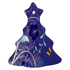 Flowers Butterflies Patterns Lines Purple Christmas Tree Ornament (two Sides) by Mariart