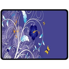 Flowers Butterflies Patterns Lines Purple Double Sided Fleece Blanket (large)  by Mariart