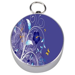 Flowers Butterflies Patterns Lines Purple Silver Compasses by Mariart