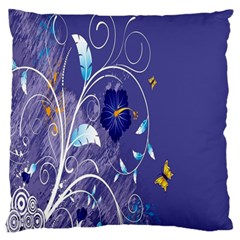 Flowers Butterflies Patterns Lines Purple Standard Flano Cushion Case (two Sides) by Mariart