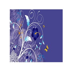 Flowers Butterflies Patterns Lines Purple Small Satin Scarf (square) by Mariart