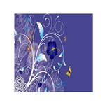 Flowers Butterflies Patterns Lines Purple Small Satin Scarf (Square) Front