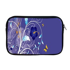 Flowers Butterflies Patterns Lines Purple Apple Macbook Pro 17  Zipper Case by Mariart