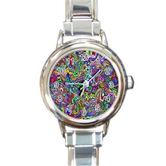 Colorful Abstract Paint Rainbow Round Italian Charm Watch by Mariart