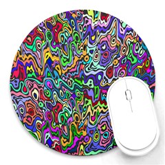 Colorful Abstract Paint Rainbow Round Mousepads by Mariart