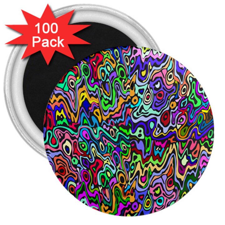 Colorful Abstract Paint Rainbow 3  Magnets (100 pack)