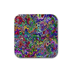 Colorful Abstract Paint Rainbow Rubber Square Coaster (4 Pack) 