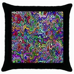 Colorful Abstract Paint Rainbow Throw Pillow Case (black)