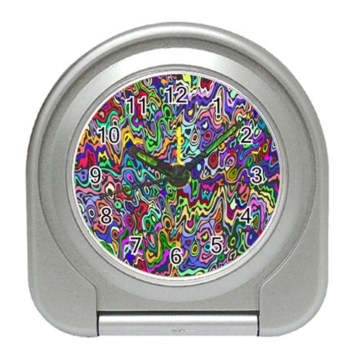 Colorful Abstract Paint Rainbow Travel Alarm Clocks