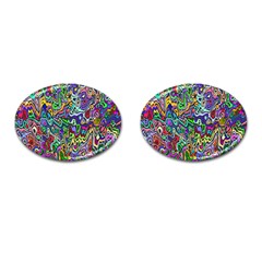 Colorful Abstract Paint Rainbow Cufflinks (oval)