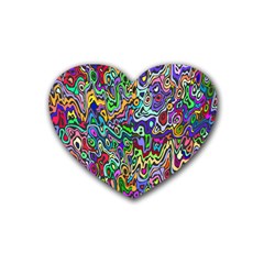 Colorful Abstract Paint Rainbow Rubber Coaster (heart)  by Mariart