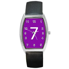 Number 7 Purple Barrel Style Metal Watch by Mariart