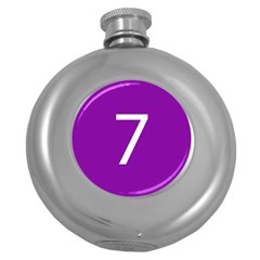 Number 7 Purple Round Hip Flask (5 Oz) by Mariart