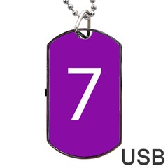 Number 7 Purple Dog Tag Usb Flash (one Side) by Mariart