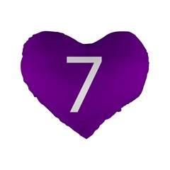 Number 7 Purple Standard 16  Premium Heart Shape Cushions by Mariart