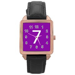 Number 7 Purple Rose Gold Leather Watch  by Mariart