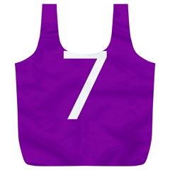 Number 7 Purple Full Print Recycle Bags (l)  by Mariart