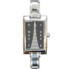 Minimalist Stairs White Grey Rectangle Italian Charm Watch by Mariart