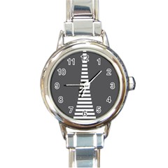 Minimalist Stairs White Grey Round Italian Charm Watch by Mariart