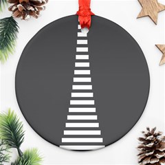 Minimalist Stairs White Grey Ornament (round) by Mariart