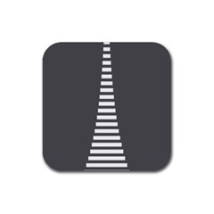 Minimalist Stairs White Grey Rubber Coaster (square) 